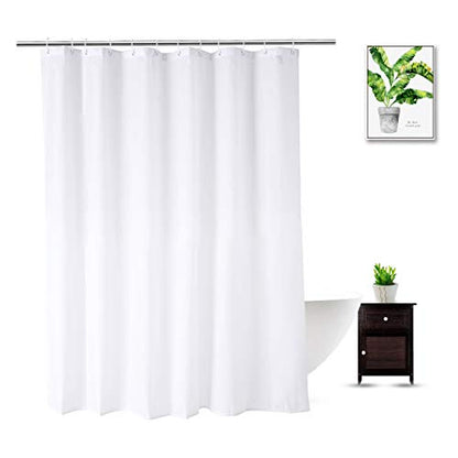Extra Long Shower Curtain Liner 80 Inches Long, Heavy Duty Water Repellent Cloth Fabric Shower Curtains for Spa and Hotel Quality, Machine Washable, 72 x 80 Inch, White - color: White, size: 72"W x 80"L (Pack of 1)