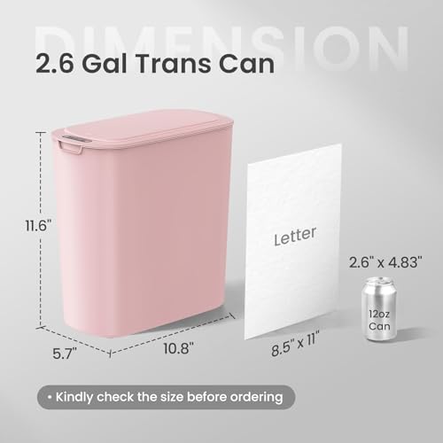 Cesun Automatic Small Bathroom Trash Can with Lid, 2.6 Gallon, Pink | Motion Sensor, Plastic, Touchless, Odor Control, Smart Garbage Can, Battery Operated, Manual Button, for Office/RV/Bedroom - color: Pink