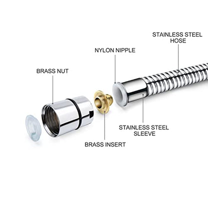 Blissland Shower Hose Extra Long 118 Inches Brushed Chrome Handheld Shower Head Hose with Brass Insert and Nut - Lightweight and Flexible - style: 118''Stainless Steel