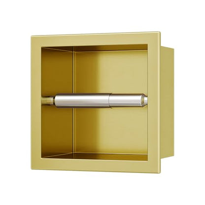 Neodrain Gold 304 Stainless Steel Recessed in Wall Toilet Paper Holder | Rustproof,Durable construction, Space-saving, Built-in Wall toilet paper Holder for Bathroom & RV - color: Gold, size: 6X6In