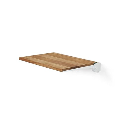 Seachrome 18 inch Silhouette Slimline Folding Wall Mount Shower Bench Seat, Natural Teak Wood with White Frame - color: Teak Wood With White Frame