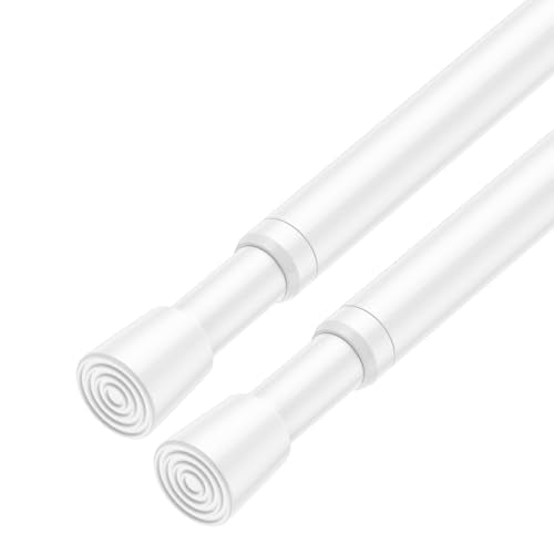 2Pack Tension Curtain Rod for Window 34 to 59 Inch Adjustable Spring Loaded Curtain Rods No Drilling White Tension Rods for Doorway Closet Door Kitchen Bathroom - color: White, size: 2PCS-34-59 Inch