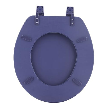 PowerSellerUSA Vinyl Round Soft Toilet Seat, Adjustable Hinges Toilet Seats with Non Slip Grip Tight Bumpers, Standard Heavy Duty Plastic Bathroom Toilet Seat Close Lid Set, Navy Blue - color: Navy Blue - Vinyl, size: 17" Standard