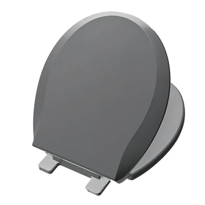 Aünsffer Round Toilet Seat, 16.5inch, Soft Close Quiet, No Alam, Standard Round Universal Size, PP Material Safe and Easy Clean, Dark Grey - color: Dark Grey, size: Round 16.5inch
