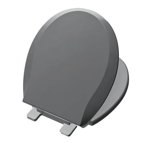 Aünsffer Round Toilet Seat, 16.5inch, Soft Close Quiet, No Alam, Standard Round Universal Size, PP Material Safe and Easy Clean, Dark Grey - color: Dark Grey, size: Round 16.5inch