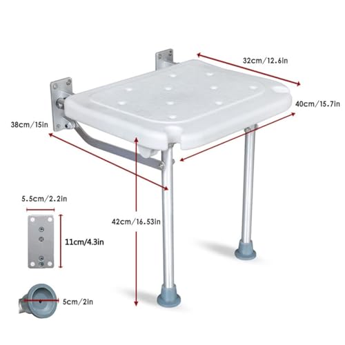 Folding Shower Seat,Wall Mounted Shower Seat for Kids,Seniors, Disabled - Foldable,White Composite, 15.7X 12.6,for Bathroom,Shoe Area,Hallway.Supports 400 lbs - Tub's Can Folding C (Grey) | Space-savingbenchforseniors & disabled,400lbsanti-sliprustproof s