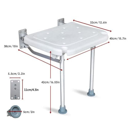 Folding Shower Seat,Wall Mounted Shower Seat for Kids,Seniors, Disabled - Foldable,White Composite, 15.7X 12.6,for Bathroom,Shoe Area,Hallway.Supports 400 lbs - Tub's Can Folding C (Grey) | Space-savingbenchforseniors & disabled,400lbsanti-sliprustproof s