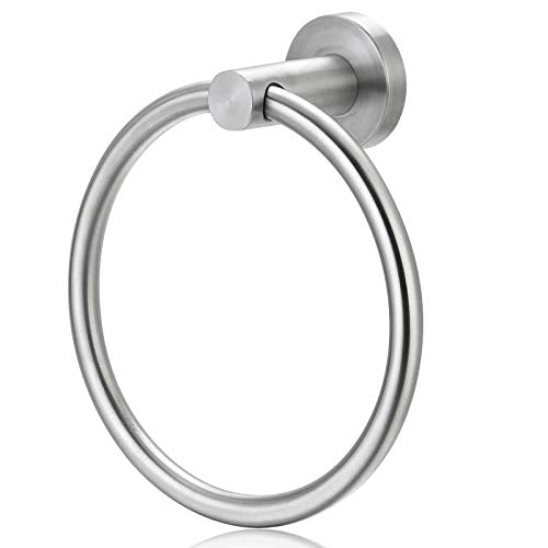 Bahroom Towel Ring Stainless Steel SUS 304,Circle Hand Towel Holder,Matte Round Towel Holder Wall Mount Towel Rack Silver - color: Towel Holder