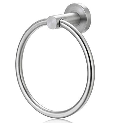 Bahroom Towel Ring Stainless Steel SUS 304,Circle Hand Towel Holder,Matte Round Towel Holder Wall Mount Towel Rack Silver - color: Towel Holder