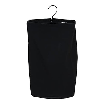 Household Essentials Door Hanging Laundry Bag in Washable Canvas with Loop Handle, Black - color: Black
