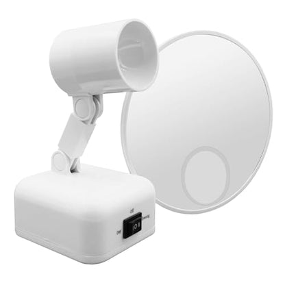 Floxite FL-615-2 15X magnifying mirror with light, Lighted travel makeup mirror with light and magnification, Round, LED, Tabletop, Portable vanity mirror for desk bathroom, electric plug in, personal