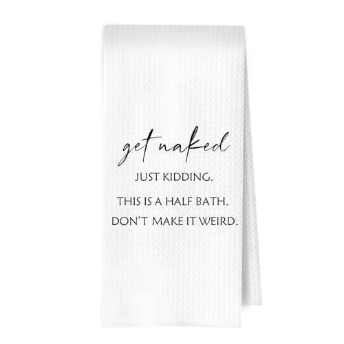 Funny Bathroom Decor Towels - Get Naked Bathroom Decorative Waffle Dish Towels, Get Naked Hand Towel, Half Bathroom Decor, Tea Towel, 16x24 Inchs - color: Towel- 16