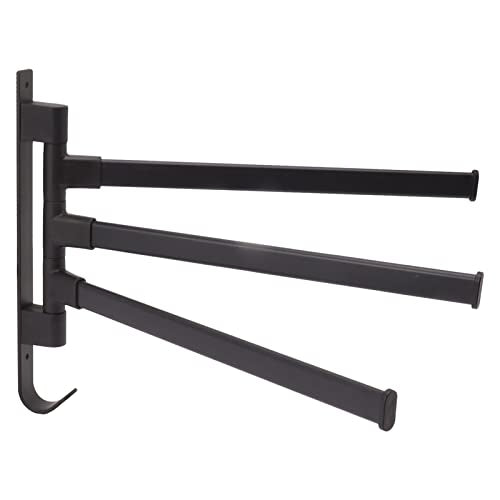 Swivel Towel Bar, 180° Rotary Aluminum Wall Mount Rack Rail with Hook Space Saving Organizer Hanging Swing Out Hanger Support for Bathroom, Hotel, Kitchen (3 Arms) - color: 3 Arms