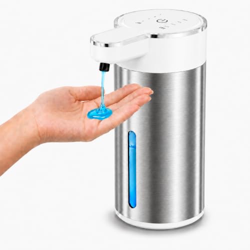Automatic Liquid Soap Dispenser, Touchless Stainless Steel(White, Liquid) | 13.5 oz Capacity, 4 Adjustable Levels, USB Rechargeable Liquid Soap Dispenser for Bathroom and Kitchen - color: White, size: Liquid