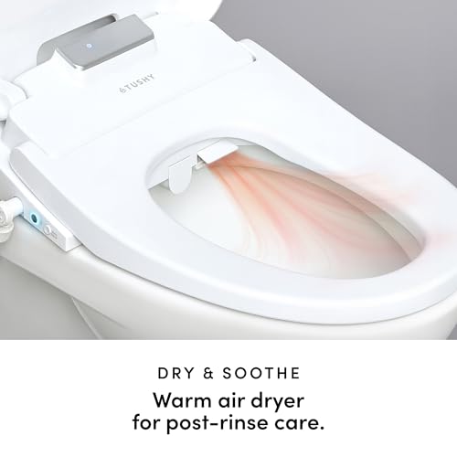 TUSHY Aura Luxury Electric Bidet Seat, Auto Open, Heated, Elongated | Remote Control, Adjustable Temperature, Self-Cleaning Nozzle, Instant Warm Water and Air Dryer, GFCI Outlet Required - style: Aura Elongated Bidet Seat