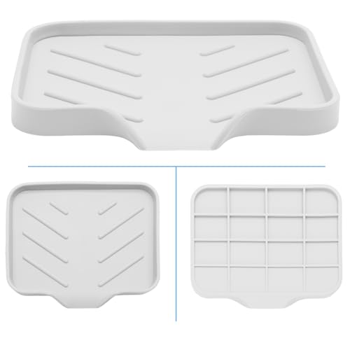 BokWin Silica Gel Soap Dish with Drain, White, 4.8x3.5 Inch | 1 Pack, Self Draining Soap Tray, For Shower, Bathroom and Kitchen, Sink Organizer, Bar Soap Holder - color: White