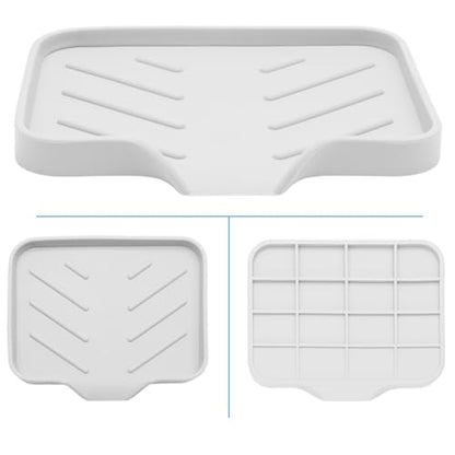 BokWin Silica Gel Soap Dish with Drain, White, 4.8x3.5 Inch | 1 Pack, Self Draining Soap Tray, For Shower, Bathroom and Kitchen, Sink Organizer, Bar Soap Holder - color: White