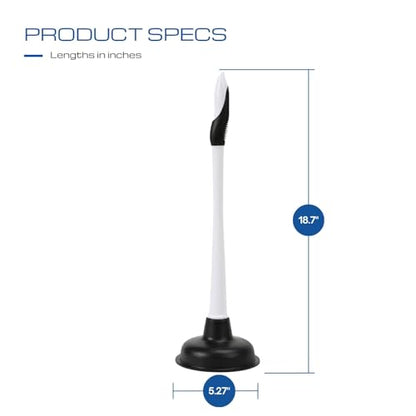 2-Pack Sink Plunger Basic Plunger (2506) – Natural Rubber Bathroom Plunger with Ergonomic Design For Toilets, Sinks, Showers & Kitchen Drains | Splash-Proof, Durable & Effective Unclogging – Black