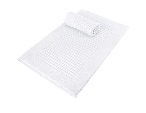 CTT - 2 Piece Bathroom Rugs Set, 100% Cotton Bath Mats, Comfy & Highly Absorbent Bathroom Floor Mats, Machine Washable | 20"x32" (White) - color: White