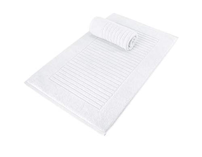 CTT - 2 Piece Bathroom Rugs Set, 100% Cotton Bath Mats, Comfy & Highly Absorbent Bathroom Floor Mats, Machine Washable | 20"x32" (White) - color: White