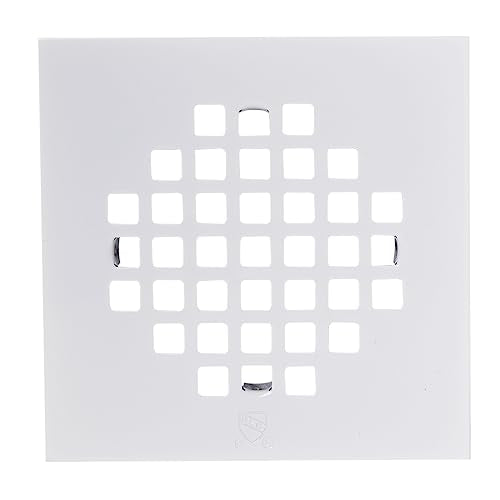 Westbrass D206PS-50 4-1/4" Square Grate Shower Drain Cover with 2" SCH 40 PVC Drain Pipe, Powder Coat White - color: Powder Coat White