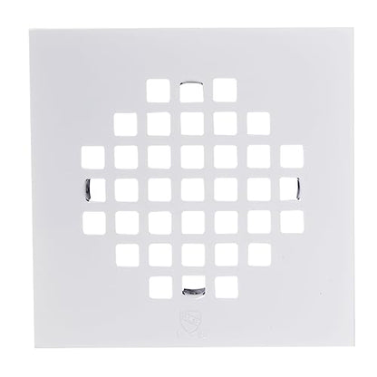 Westbrass D206PS-50 4-1/4" Square Grate Shower Drain Cover with 2" SCH 40 PVC Drain Pipe, Powder Coat White - color: Powder Coat White