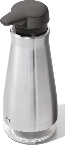 OXO Good Grips Stainless Steel Countertop Soap Dispenser | Refillable Soap Dispenser, Rust-Resistant Stainless Steel, Weighted Pump, Kitchen Sink Or Bathroom Counter Use - color: Stainless Steel, style: Soap Dispenser