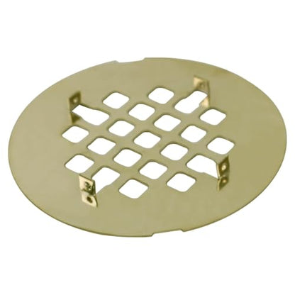 HIDROP Brushed Gold Snap-in Shower Floor Drain Cover, 4-1/4" OD Round Grid | Stainless Steel Shower Drain Cover, Snap Shower Drain Replacement, Hair Catcher, Easy-to-Install, Bathroom Shower Strainer - color: Gold