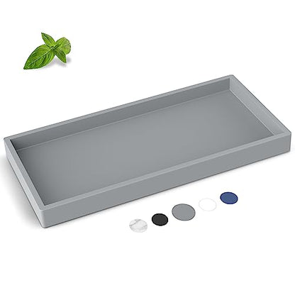 EG-SIPRO Bathroom Counter Tray, Silicone, Rectangular, Gray, Thick, Shatterproof, Soap Dispenser Tray, 10.6'x5.1' or 7.8'x3.9' - color: Gray, size: Large (10.6" x 5.1" x 0.8")