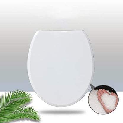 White Round Toilet Seat with Soft Close & Non-Slip Bumpers, Easy Installation, Quiet-Close Design, Fits Round Front Toilets