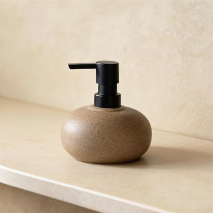 10oz Ceramic Hand Soap Dispenser, Elegant Liquid Soap Dispenser for Bathroom Countertop, Heavy & Sturdy Dish Soap Dispenser for Kitchen (Brown) - color: Brown