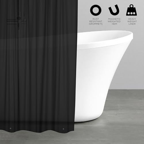 Bath Bliss 2 Pack PVC Heavy Weight Shower Curtain Liner | 4G | 70" x 72" | Rust Resistant Copper Grommets | Magnetic Hem | Black - color: Black