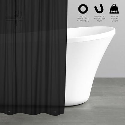 Bath Bliss 2 Pack PVC Heavy Weight Shower Curtain Liner | 4G | 70" x 72" | Rust Resistant Copper Grommets | Magnetic Hem | Black - color: Black