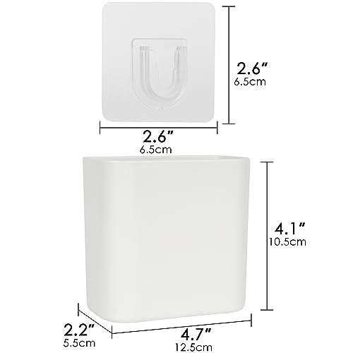 Multipurpose Wall Mount Toothbrush Holder, Self Adhesive Toothbrush Storage Organizer for Shower, Toothbrush Hanger for Toothpaste, Comb, Facial Cleanser (White)