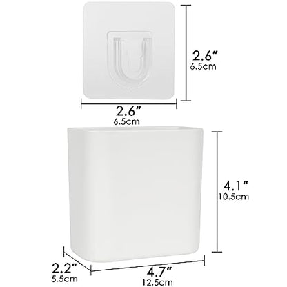 Multipurpose Wall Mount Toothbrush Holder, Self Adhesive Toothbrush Storage Organizer for Shower, Toothbrush Hanger for Toothpaste, Comb, Facial Cleanser (White)