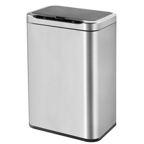 ELPHECO Stainless Steel Office Trash Can Motion Sensor Garbage Can Touchless Smart Trash Can Automatic Waste Bin for Kitchen, Office, Bathroom (Silver, 5.5 Gallons) - color: Silver, size: 5.5 Gallons