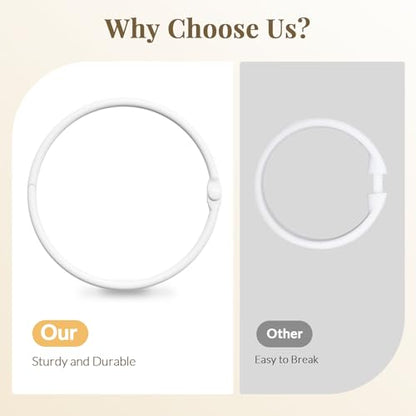 Bathway Anti-Drop Shower Rings, 12 Pcs Metal Rings for Curtain Rod, Rust Proof, White - color: White, style: Classic Round