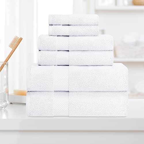 Zero-Twist Towel Collection, Luxurious Cotton Oversized 6-Piece Towel Set, Bath Towel 30" x 54", Hand Towel 16" x 30", Face Towel 13" x 13", Absorbent and Fast-Drying, White by Blue Nile Mills - color: White, size: 6 Piece Towel Set