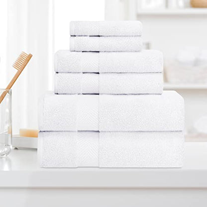 Zero-Twist Towel Collection, Luxurious Cotton Oversized 6-Piece Towel Set, Bath Towel 30" x 54", Hand Towel 16" x 30", Face Towel 13" x 13", Absorbent and Fast-Drying, White by Blue Nile Mills - color: White, size: 6 Piece Towel Set