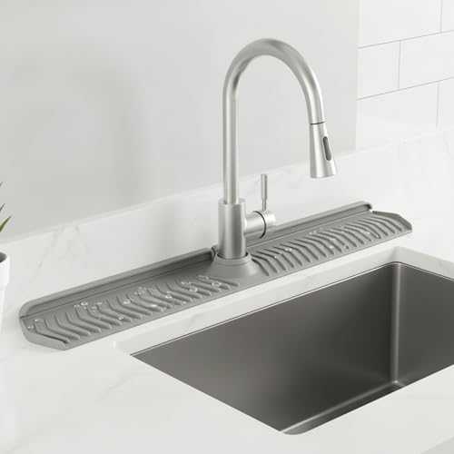 Silicone Sink Splash Guard, 30 Inch Foldable Mat - Adjustable Lock Guard for Kitchen Behind Faucet, Counter Protection(Grey) - color: Gray