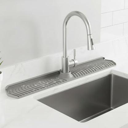 Silicone Sink Splash Guard, 30 Inch Foldable Mat - Adjustable Lock Guard for Kitchen Behind Faucet, Counter Protection(Grey) - color: Gray