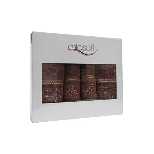 MiaSoft 100% Rayon Derived from Bamboo Brown Towels in Gift Box.27 x 55 in / 20 x 35 in (4 Pack)