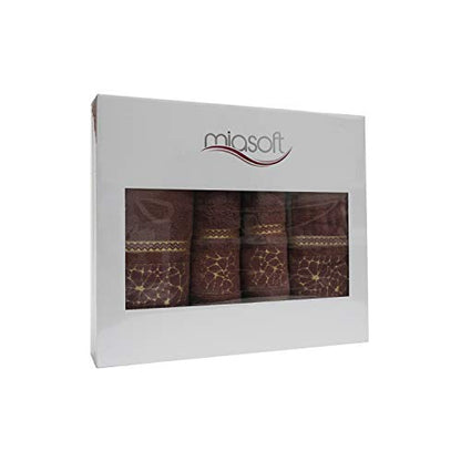 MiaSoft 100% Rayon Derived from Bamboo Brown Towels in Gift Box.27 x 55 in / 20 x 35 in (4 Pack)