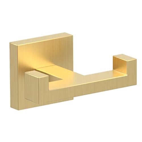 BOZWELL Double Towel Hooks for Bathroom Light Brushed Gold Wall Mount，Simple Modern Square Style Coat Robe Hook，Stainless Steel Heavy Duty Door Hanger for Bathroom Bedroom Kitchen Hotel Pool 1502-G-1 - color: Light Brushed Gold, size: 1 Double Hook