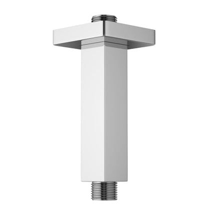 Chrome Shower Arm with Flange, 4 inch, Short | Universal Replacement Part for Ceiling-Mounted Square Straight Shower Head Extension Arm Pipe, Stainless Steel - color: Chrome