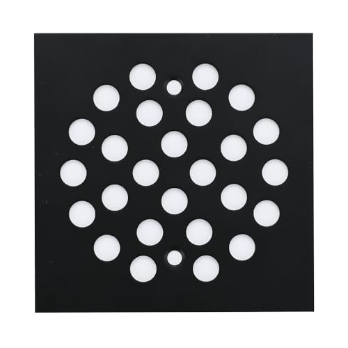 Square Style 4-1/4 inch Screw-in Shower Drainer Cover Floor Drainer Grates with Screws Black - color: Black