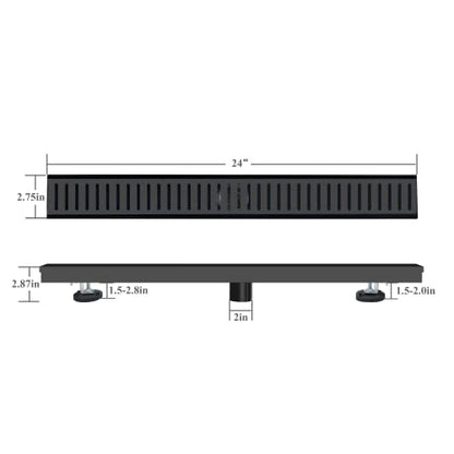 24 Inch Black Linear Shower Drain with Removable Capsule Pattern Cover Grate Accessories and SUS304 Stainless Steel CUPC Certificate (24 inch) - size: 24inch