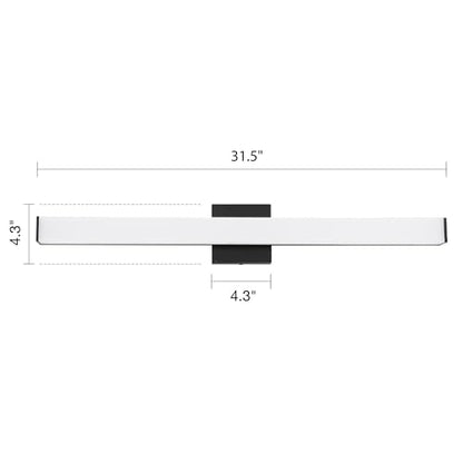 Bathroom Vanity Light Brushed Nickel Square LED 24 inch 14W 4000K Natural White Light Wall Bar Lighting Fixtures Over Mirror (Matte Black, 31.5in 4000K Dimmable) - color: Matte Black, size: 31.5in 4000K Dimmable