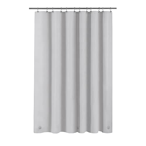 Barossa Design Shower Curtain Liner Standard Size, Silver Gray | Premium PEVA, BPA & PVC Free, No Chemical Smell, Metal Grommets, Lightweight Shower Curtain with 3 Magnets for Bathroom - color: Gray Silver, size: 72"W x 72"L (Pack of 1)