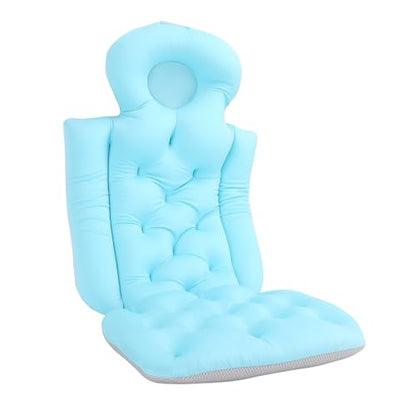 Bathtub Full Body Mat Non Slip Breathable, Soft Supportive Bath Pillow, Comfortable Tub Cushion for Adult, Relaxing Bathing Experience, Lightweight + Antislip, 33.86x14.57in (Light Blue) - color: Light Blue